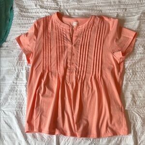 Lands' End Coral Pintuck Henley Tee